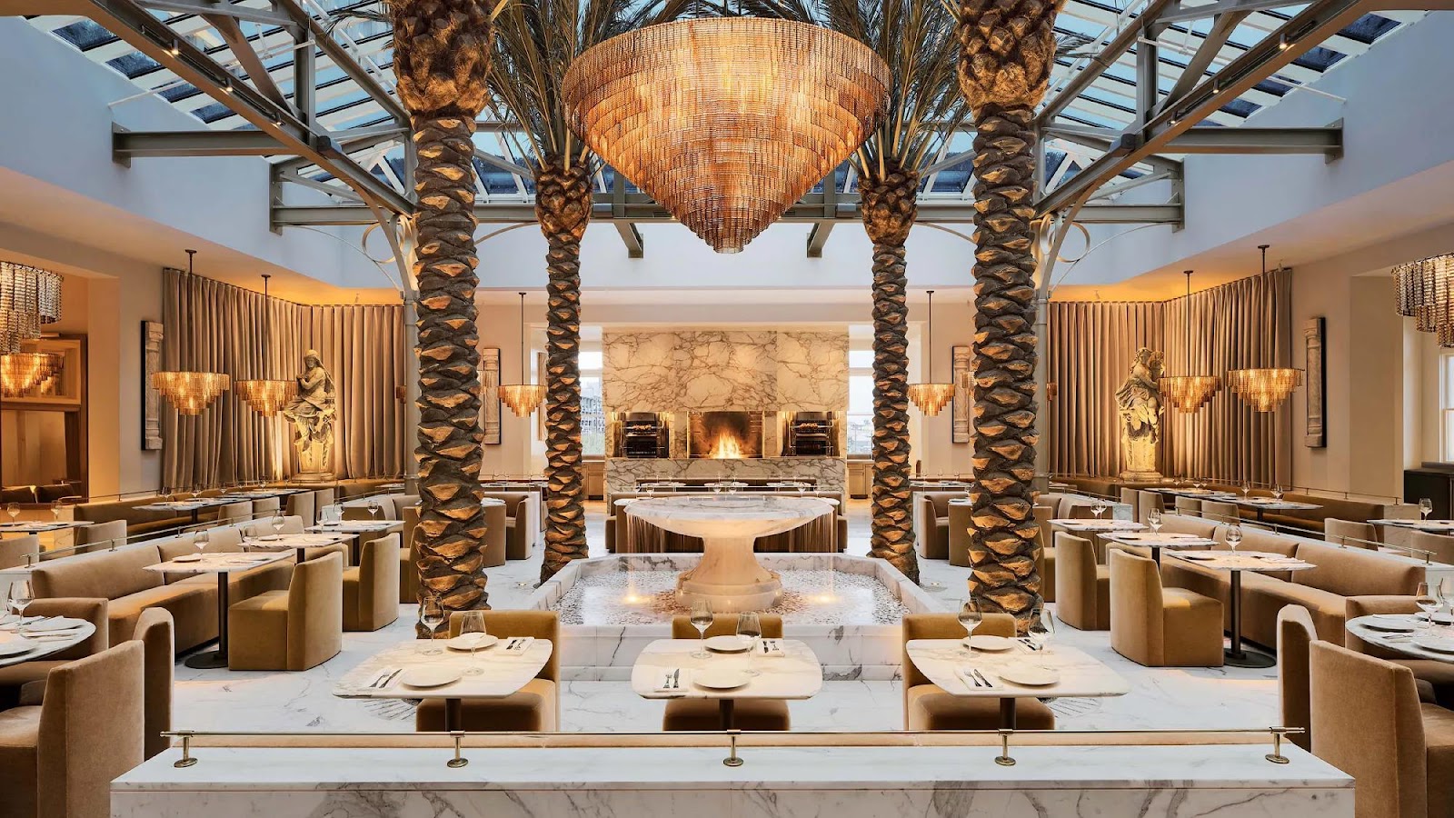 The Palm Court at RH San Francisco rooftop bar in San Francisco, United States