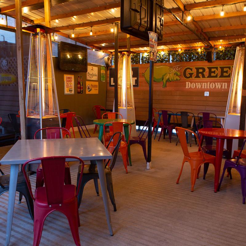 The Green Pig Pub rooftop view